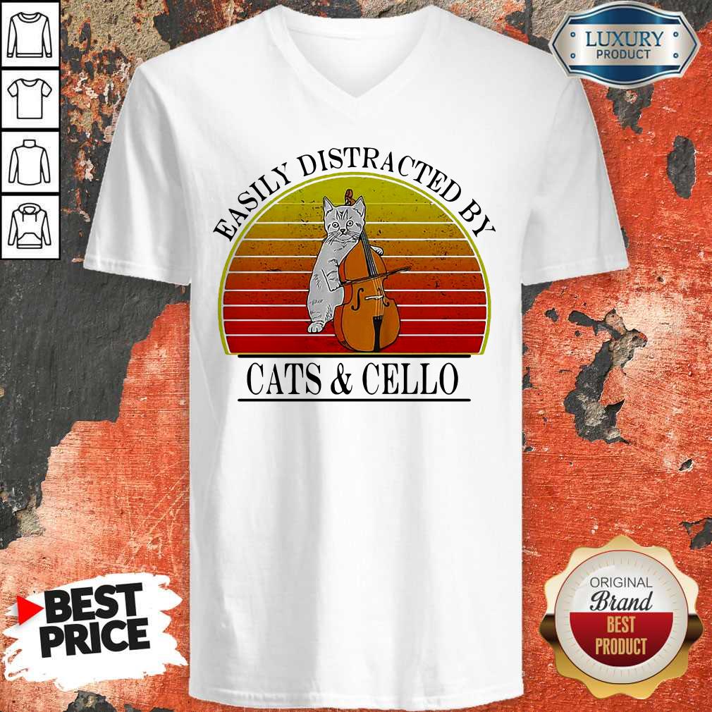 Easily Distracted By Cats And Cello Vintage Shirt