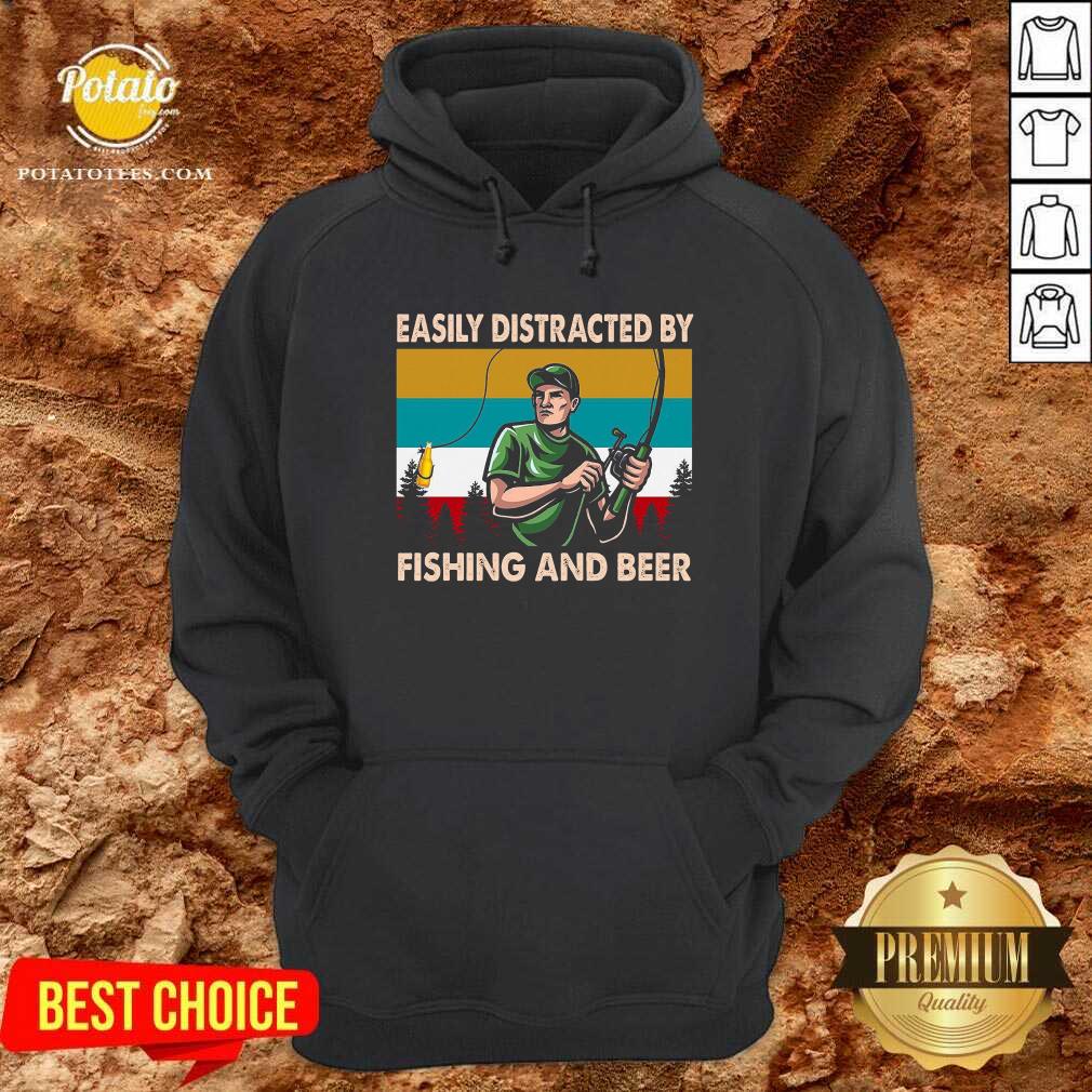 Easily Distracted By Fishing And Beer Vintage Shirt