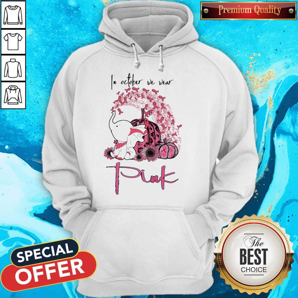 Elephant Pumpkin Breast Cancer Awareness In October We Wear Pink Shirt