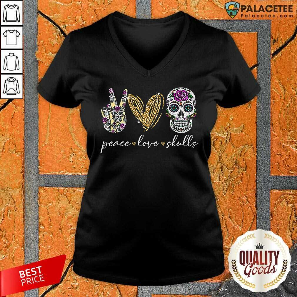 Excellent Peace Love And Skulls Diamond Shirt