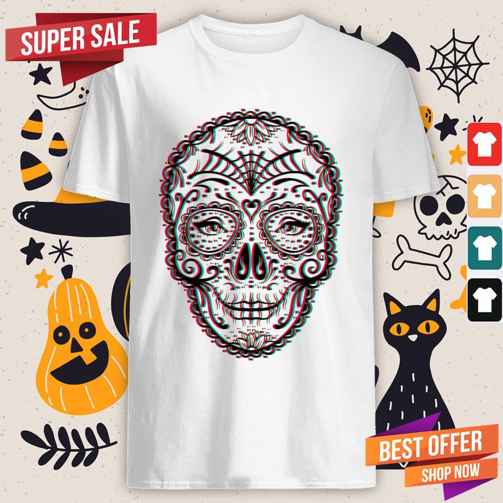 Eyes Sugar Skull Chromatic Aberration Day Of The Dead Shirt