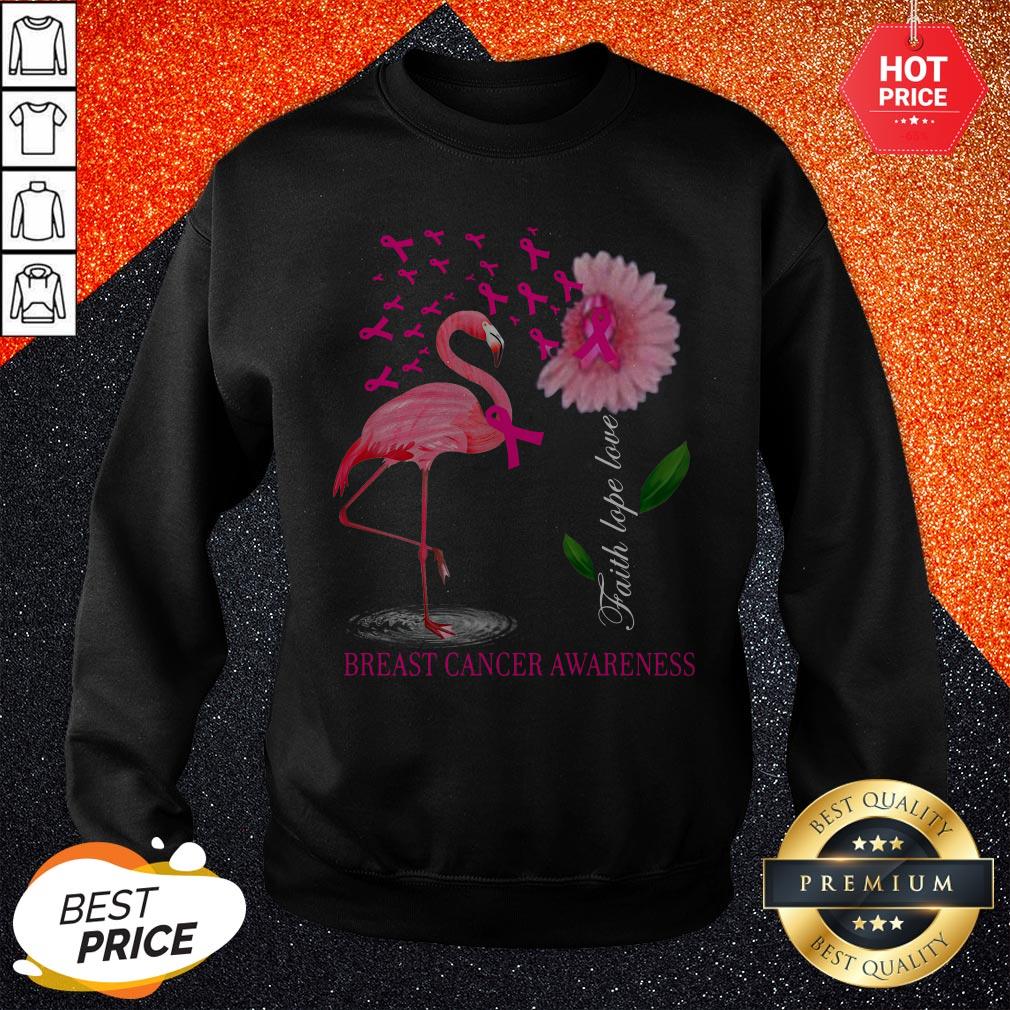 Faith Hope Love Pink Flamingo Ribbon Breast Cancer Awareness 2020 Shirt