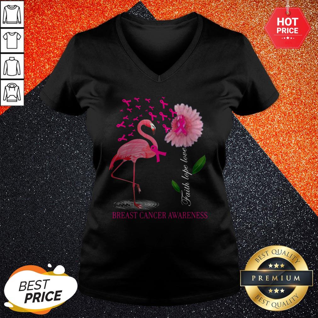 Faith Hope Love Pink Flamingo Ribbon Breast Cancer Awareness 2020 Shirt