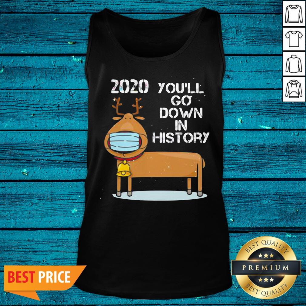 Fantastic 2020 You'll Go Down In History Reindeer Wear Mask Christmas Shirt
