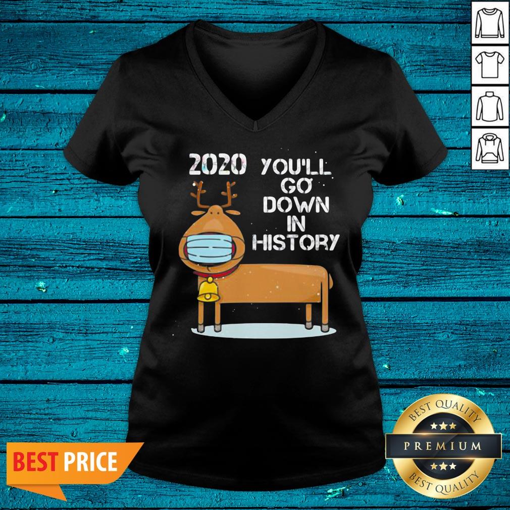 Fantastic 2020 You'll Go Down In History Reindeer Wear Mask Christmas Shirt