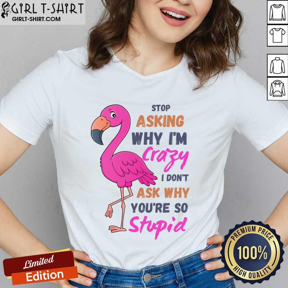 Flamingo Stop Asking Why I'm Crazy I Don't Ask Why You'Re So Stupid Shirt