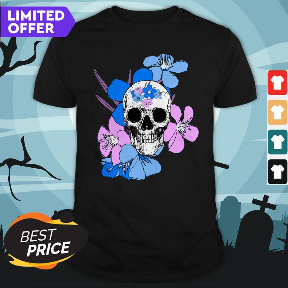 Floral Sugar Skull Day Of The Dead Dia De Muertos Shirt