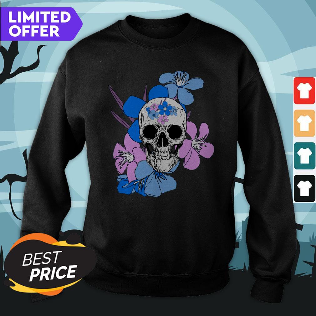 Floral Sugar Skull Day Of The Dead Dia De Muertos Shirt