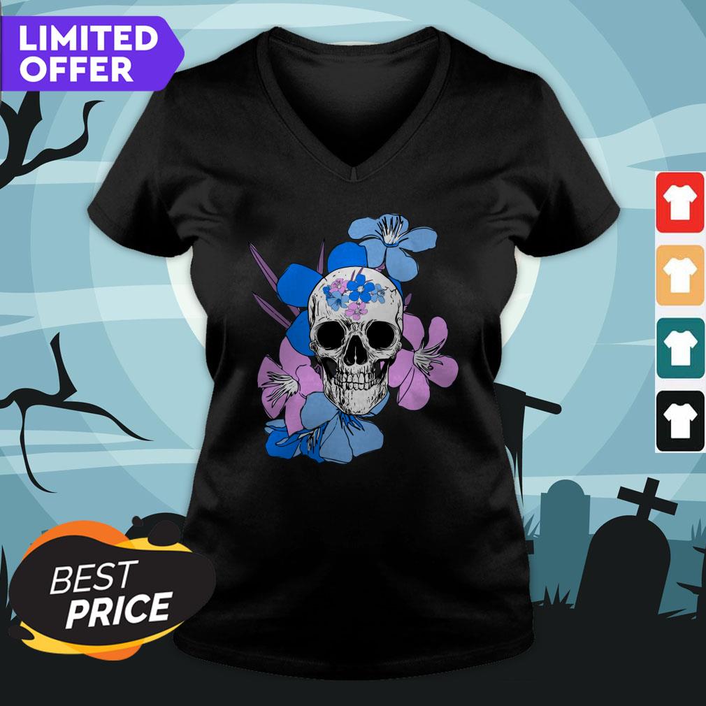 Floral Sugar Skull Day Of The Dead Dia De Muertos Shirt