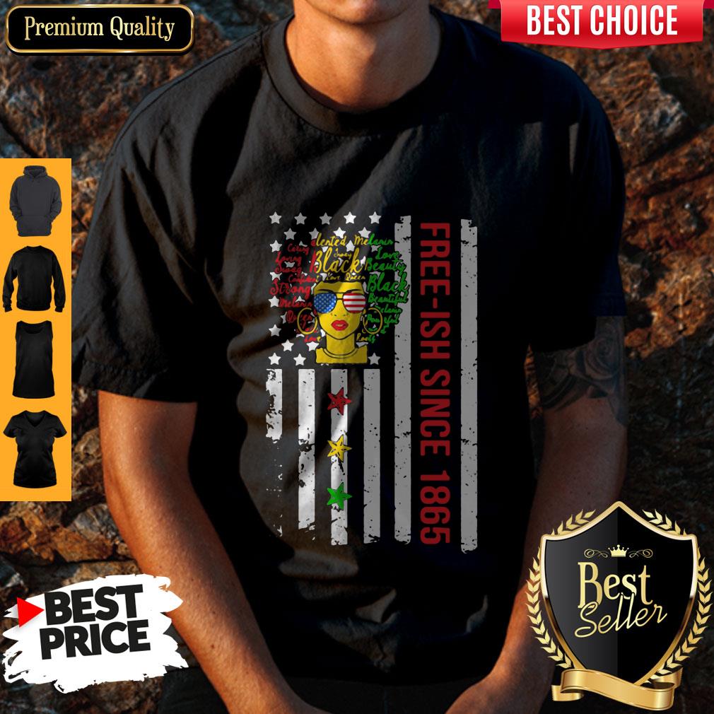 Free-ish Since 1864 Black Melanin American Flag Veteran Independence Day Shirt