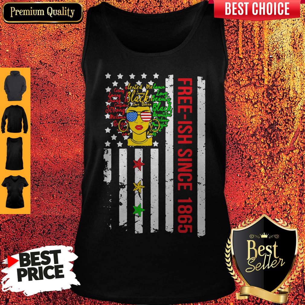 Free-ish Since 1864 Black Melanin American Flag Veteran Independence Day Shirt