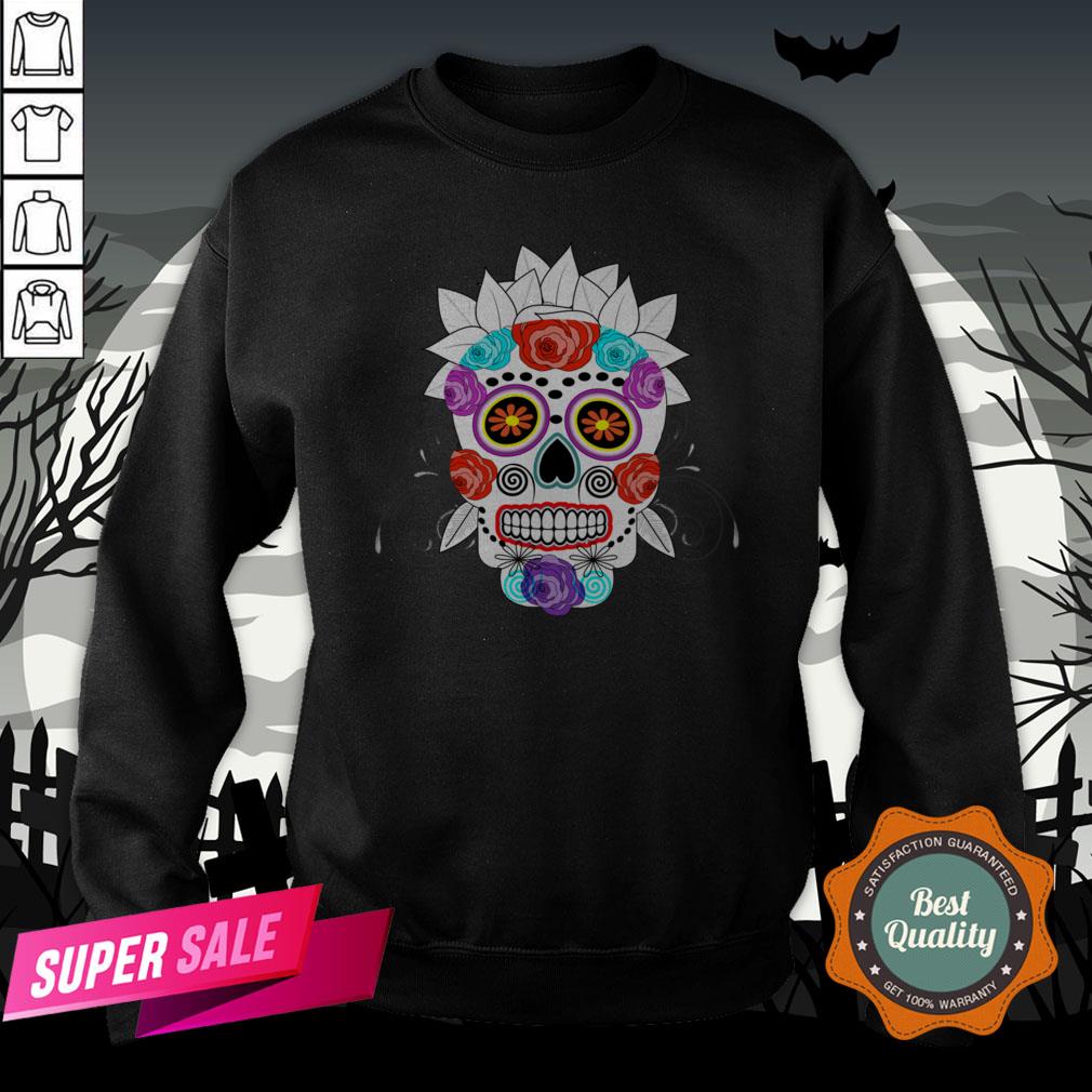 Fun Bright Trendy Sugar Skull Dia De Los Muertos Day Of The Dead Shirt