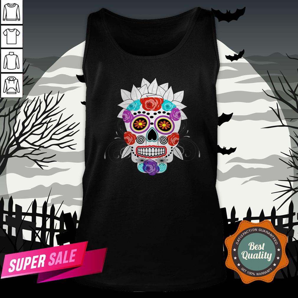 Fun Bright Trendy Sugar Skull Dia De Los Muertos Day Of The Dead Shirt