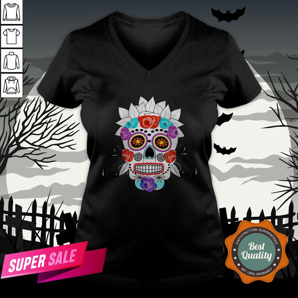 Fun Bright Trendy Sugar Skull Dia De Los Muertos Day Of The Dead Shirt