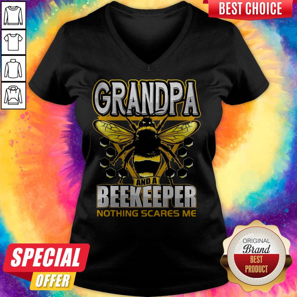 Funny Bee I’m Grandpa And A Beekeeper Nothing Scares Me Shirt