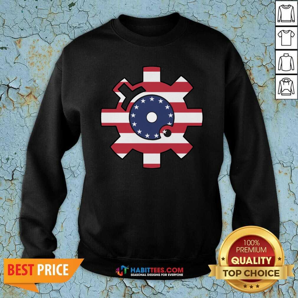 Funny Betsy Ross Flag Bolt Face American Flag Shirt