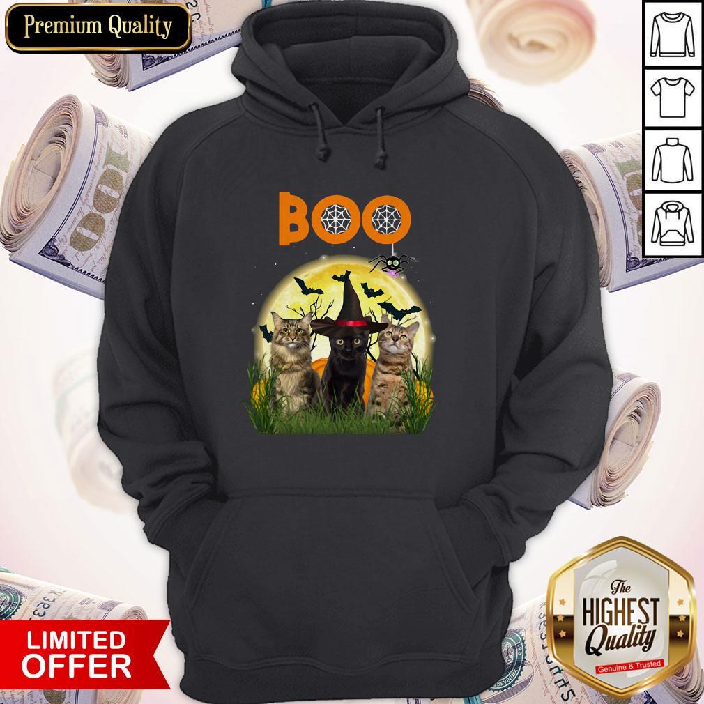 Funny Cats Boo Halloween Black Cat With Shirt