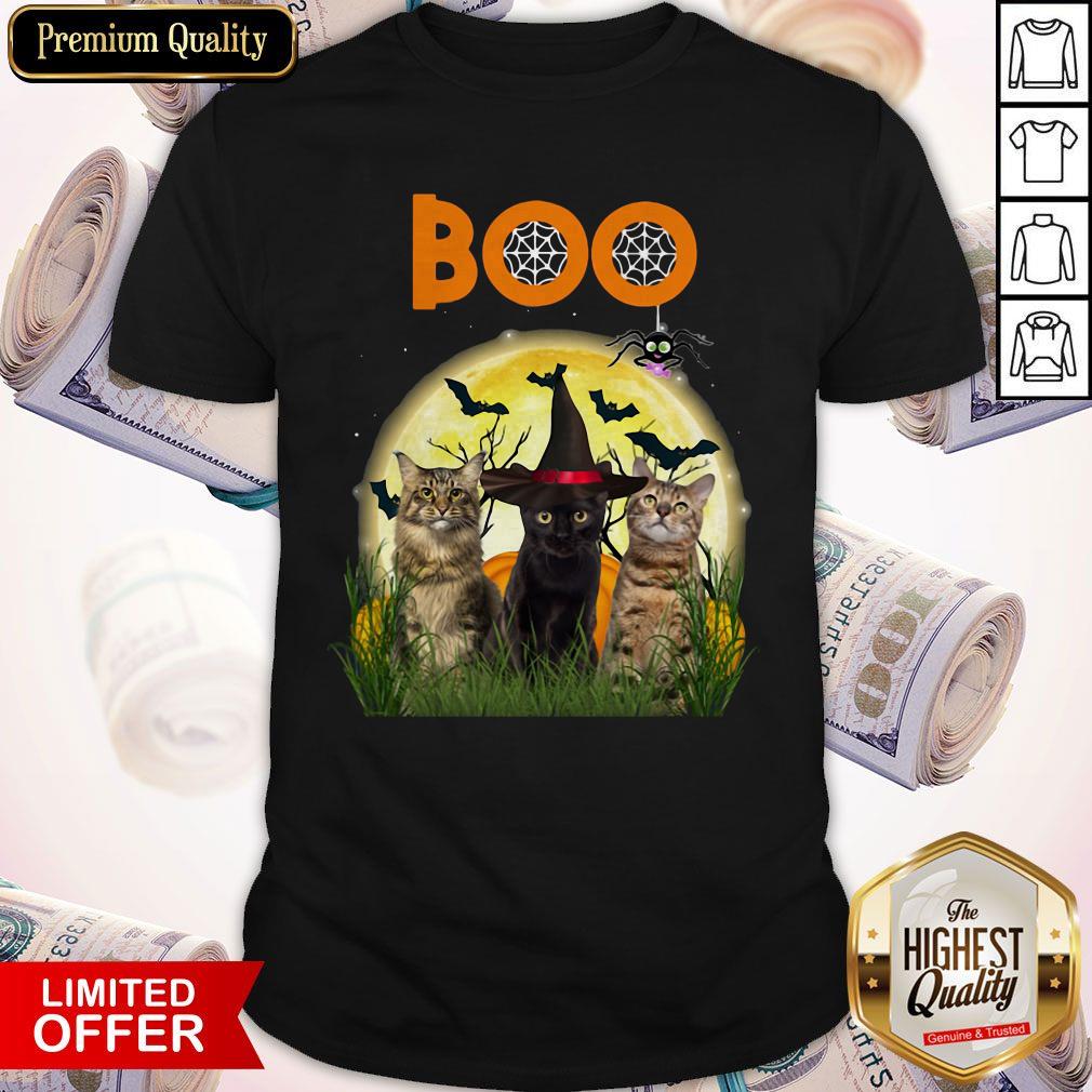 Funny Cats Boo Halloween Black Cat With Shirt