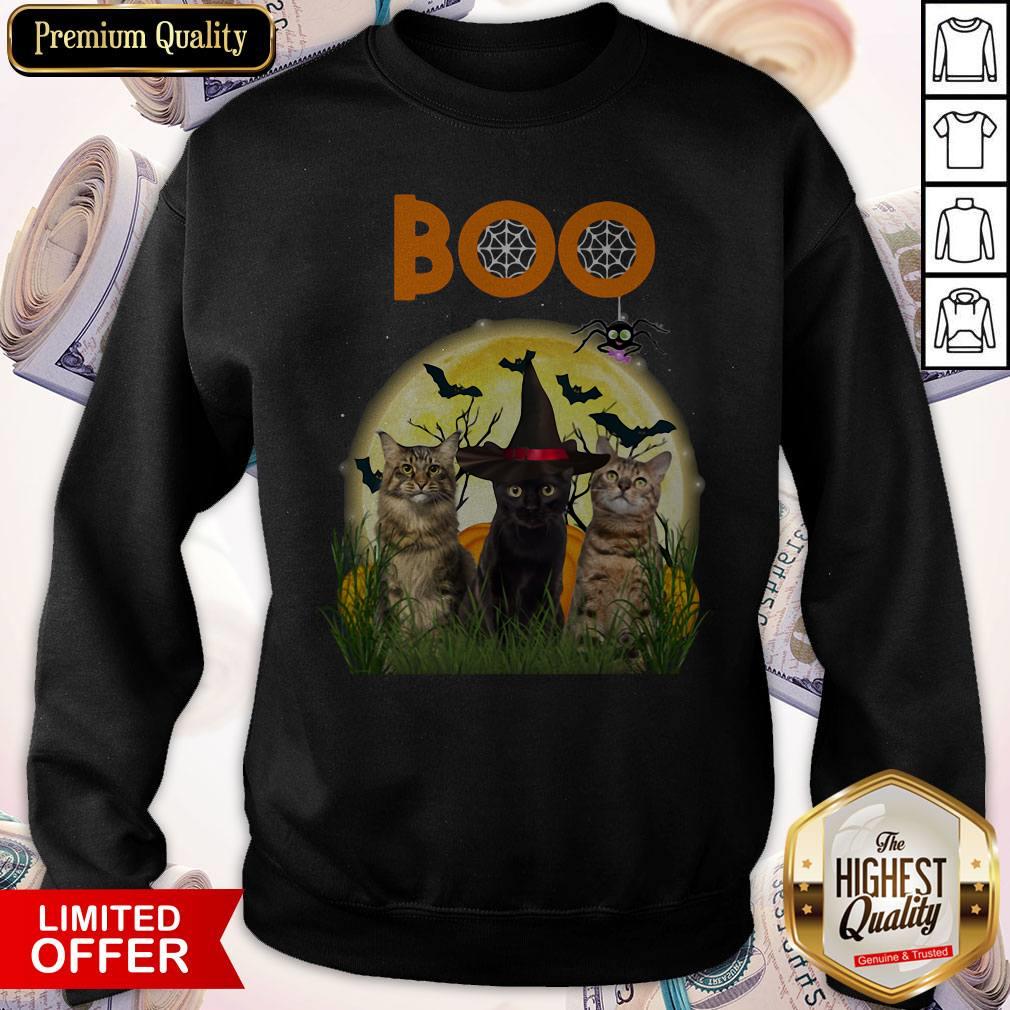 Funny Cats Boo Halloween Black Cat With Shirt