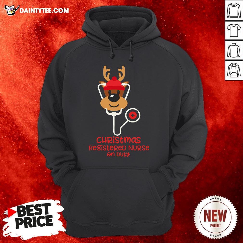 Funny Christmas Registered Nurse Reindeer Nurse On Duty Shirt