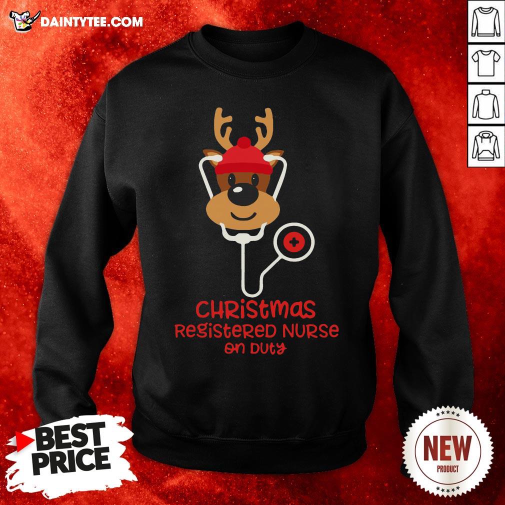 Funny Christmas Registered Nurse Reindeer Nurse On Duty Shirt