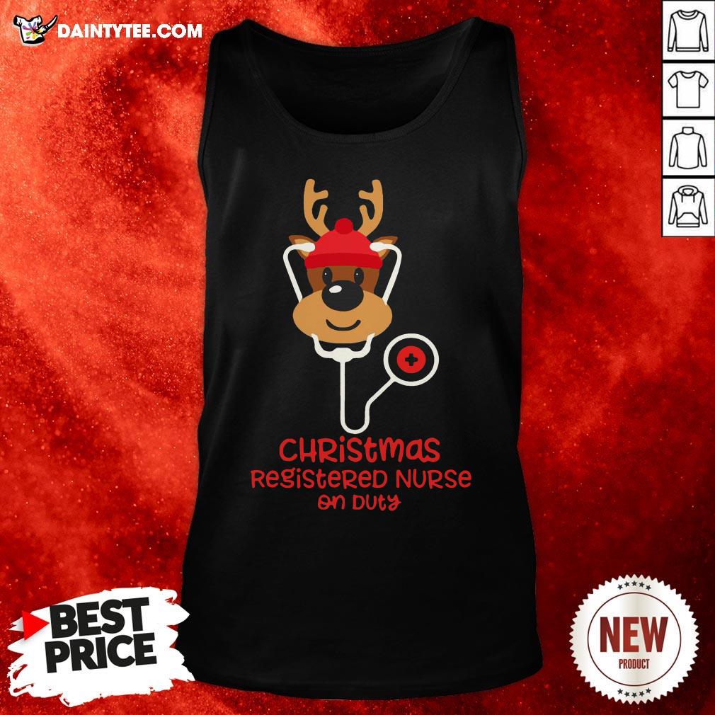 Funny Christmas Registered Nurse Reindeer Nurse On Duty Shirt