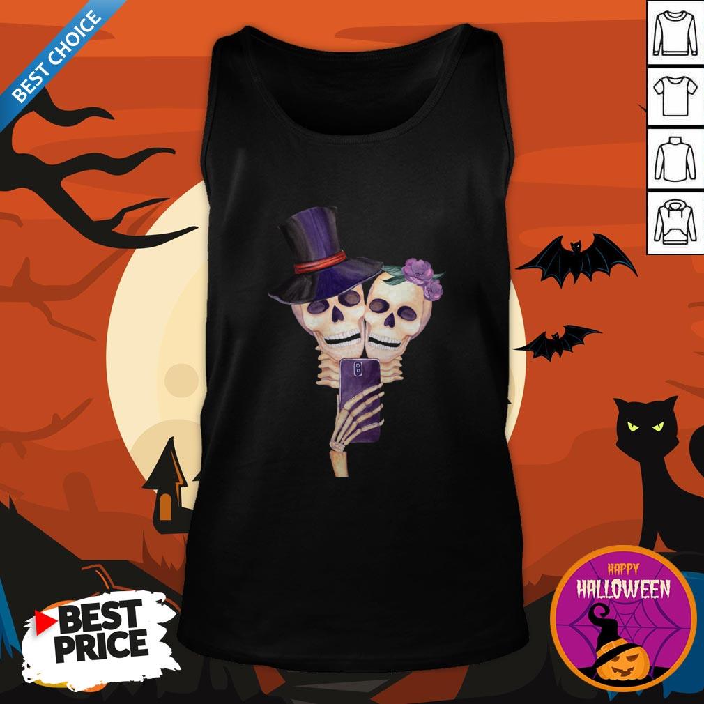 Funny Cute Couple Lover Selfie Skull Día De Los Muertos Day Of Dead Shirt