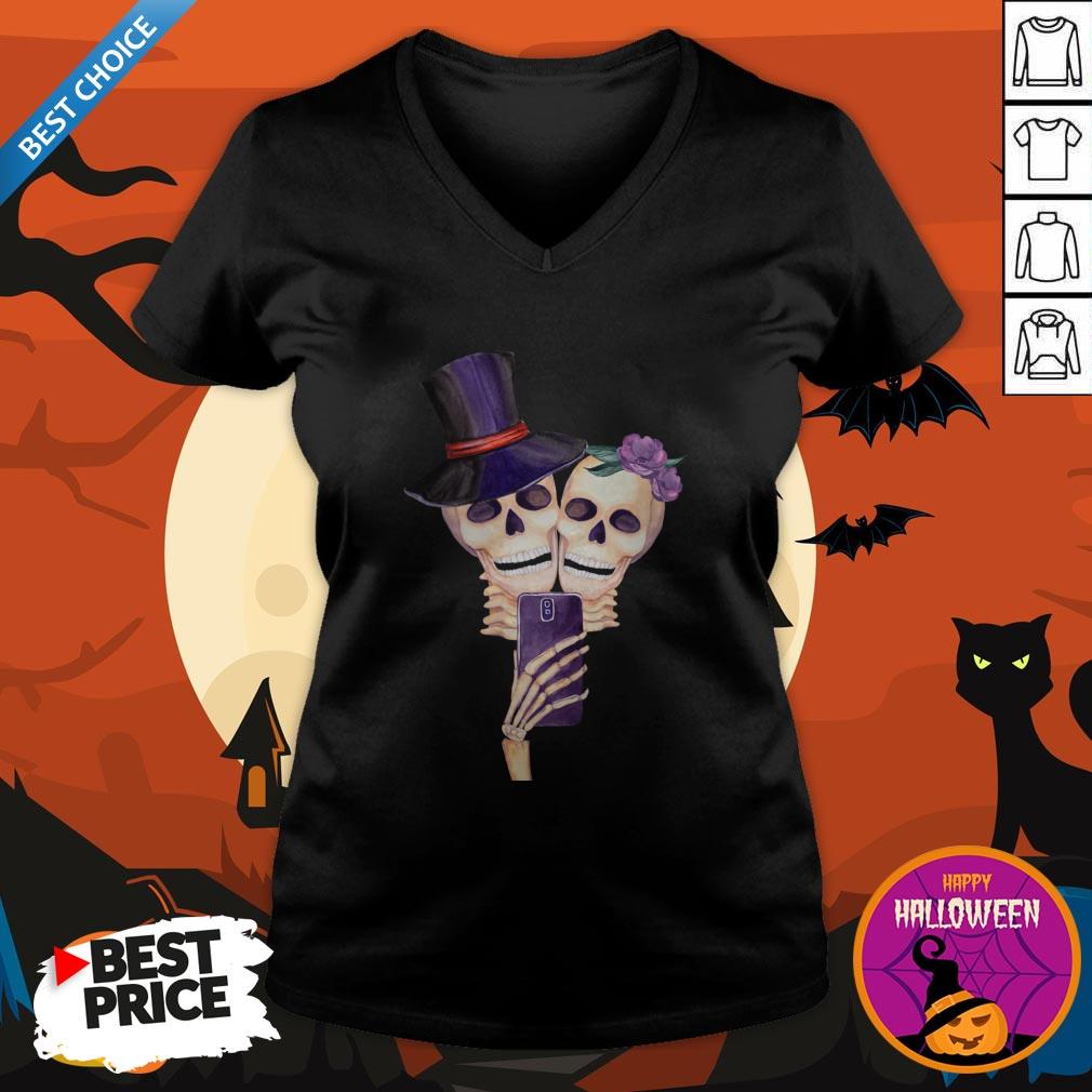 Funny Cute Couple Lover Selfie Skull Día De Los Muertos Day Of Dead Shirt