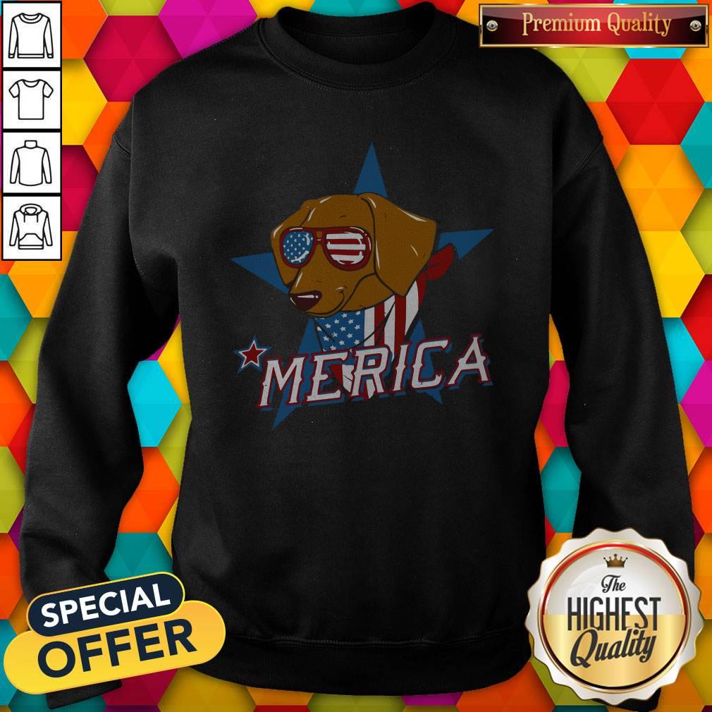 Funny Dachshund Merica American Flag Shirt