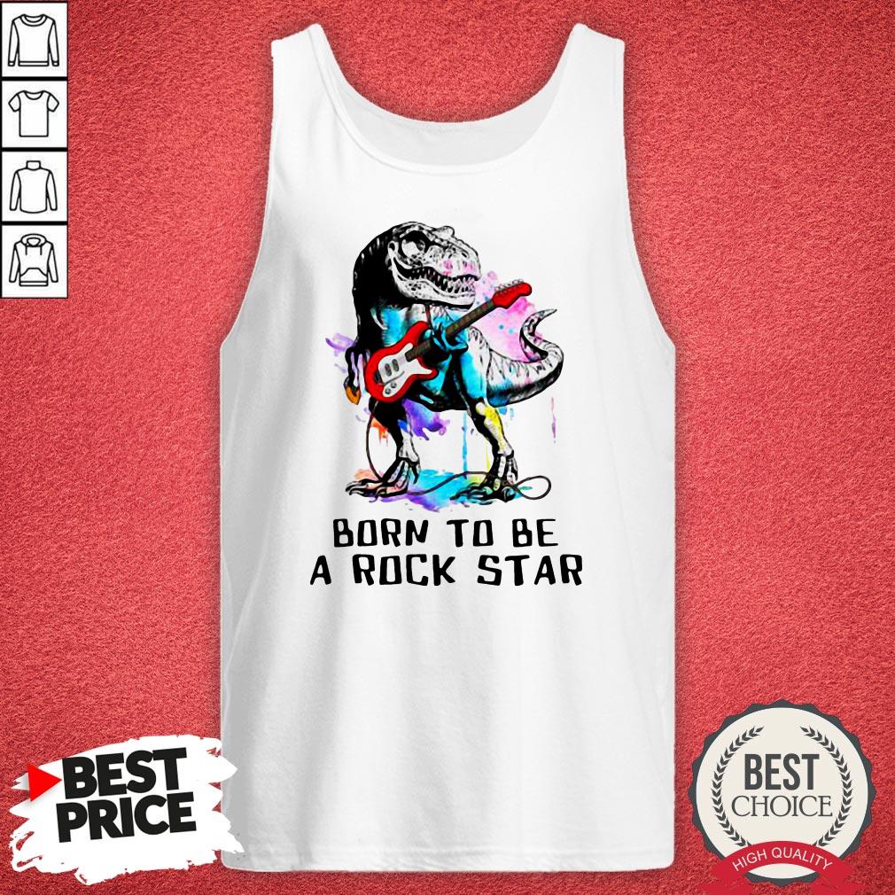 Funny Dinosaurs Born To Be A Rockstar Watercolor Shirt