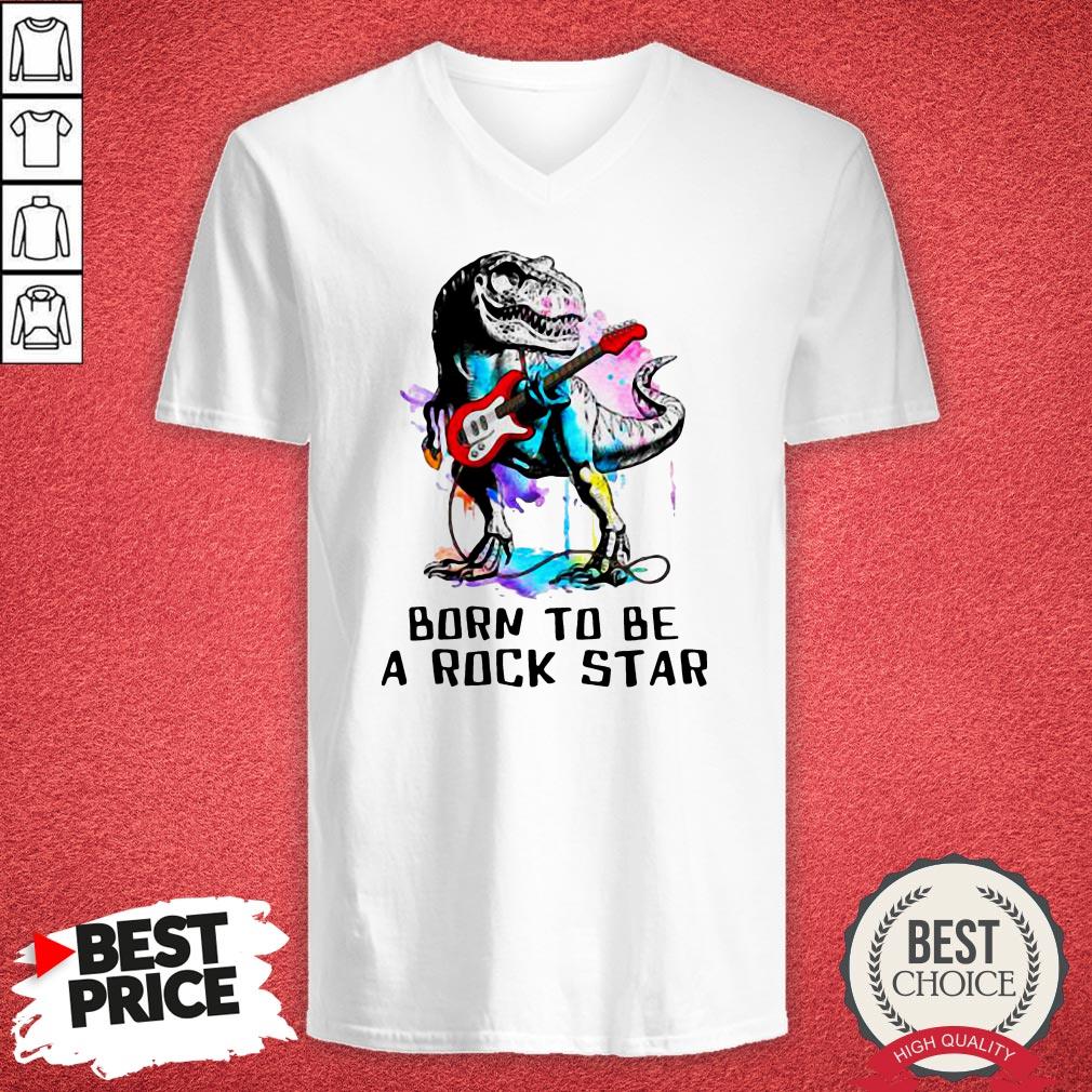 Funny Dinosaurs Born To Be A Rockstar Watercolor Shirt
