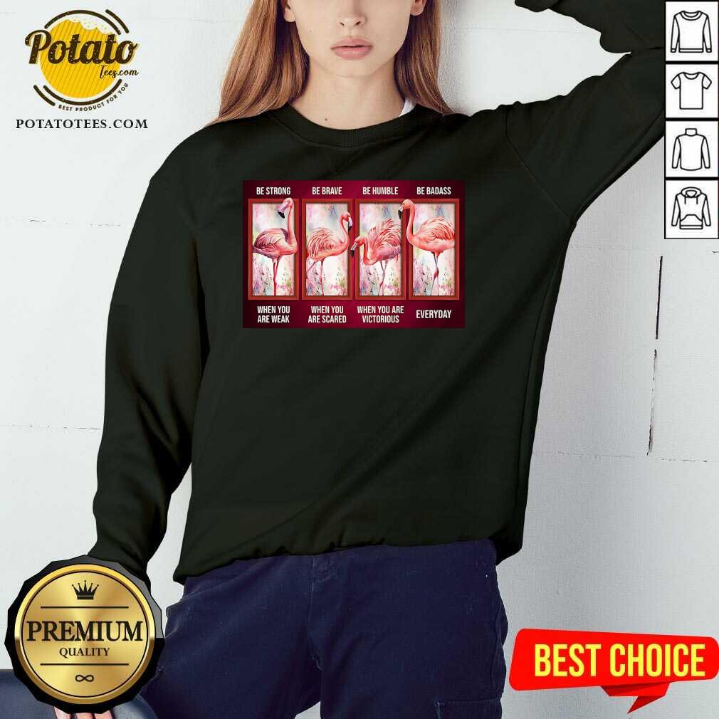 Funny Flamingo Be Strong Be Brave Be Humble Be Badass Horizontal Shirt