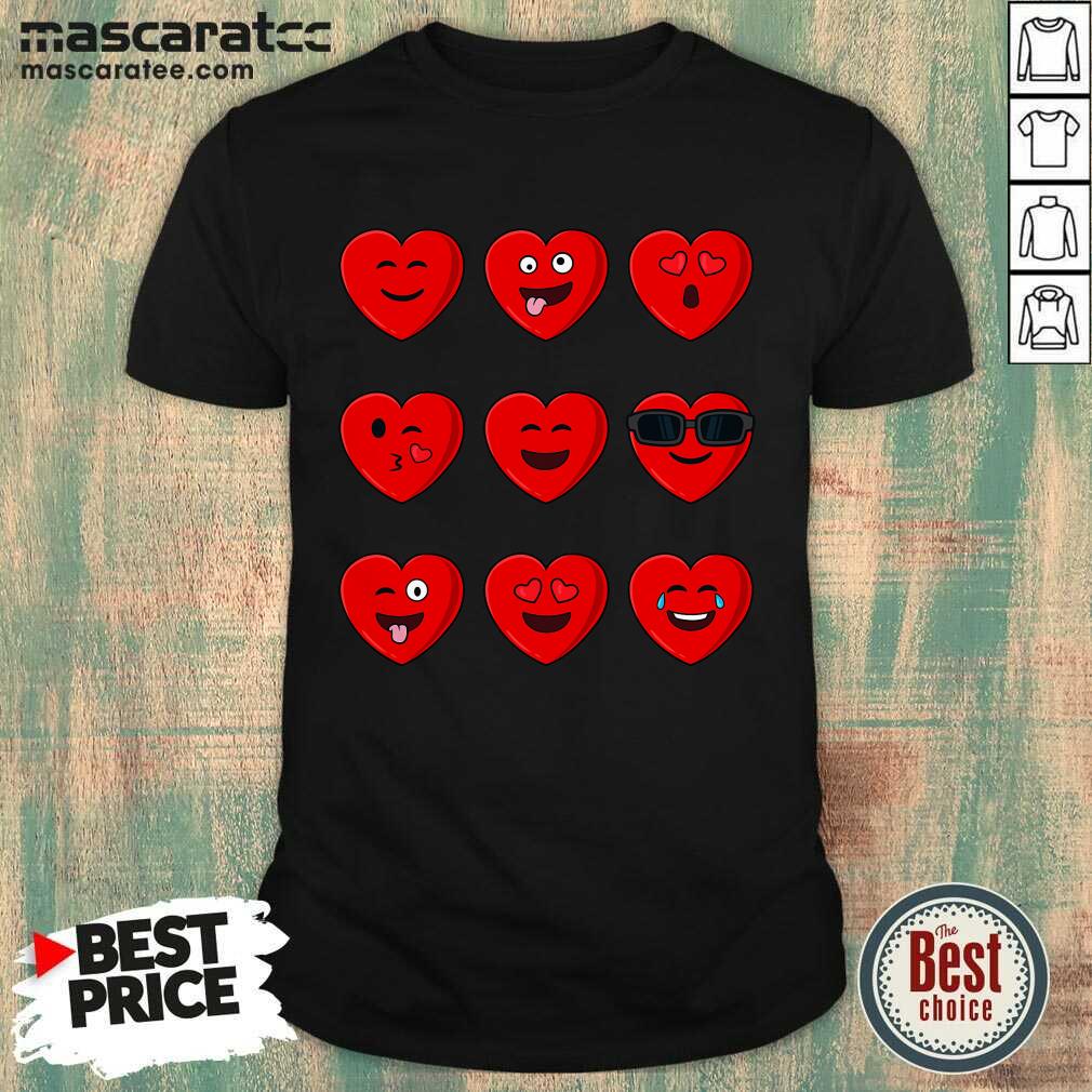 Funny Heart Emojis Valentines Day Funny Emoticons Boys Girls Kids Shirt