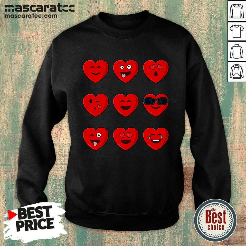 Funny Heart Emojis Valentines Day Funny Emoticons Boys Girls Kids Shirt