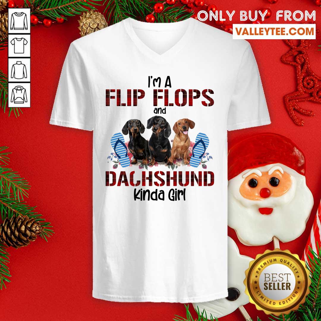Funny Im Flip Flops And Dachshund Kinda Girl Flower Shirt