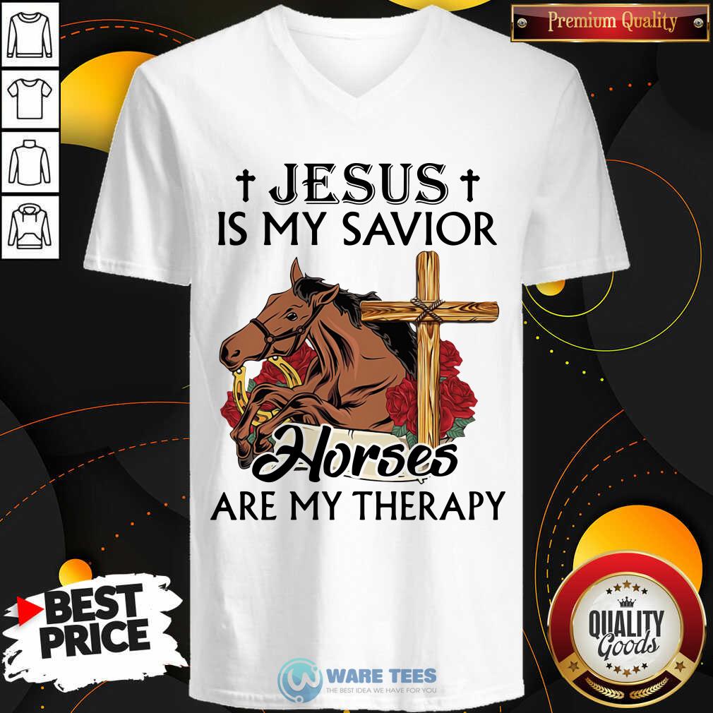 Funny Jesus Is My Savior Horses Are My Therapy Shirt