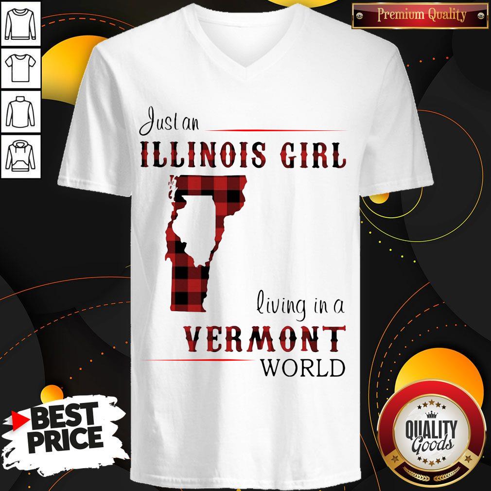 Funny Just An Illinois Girl Living In A Vermont World Map Shirt