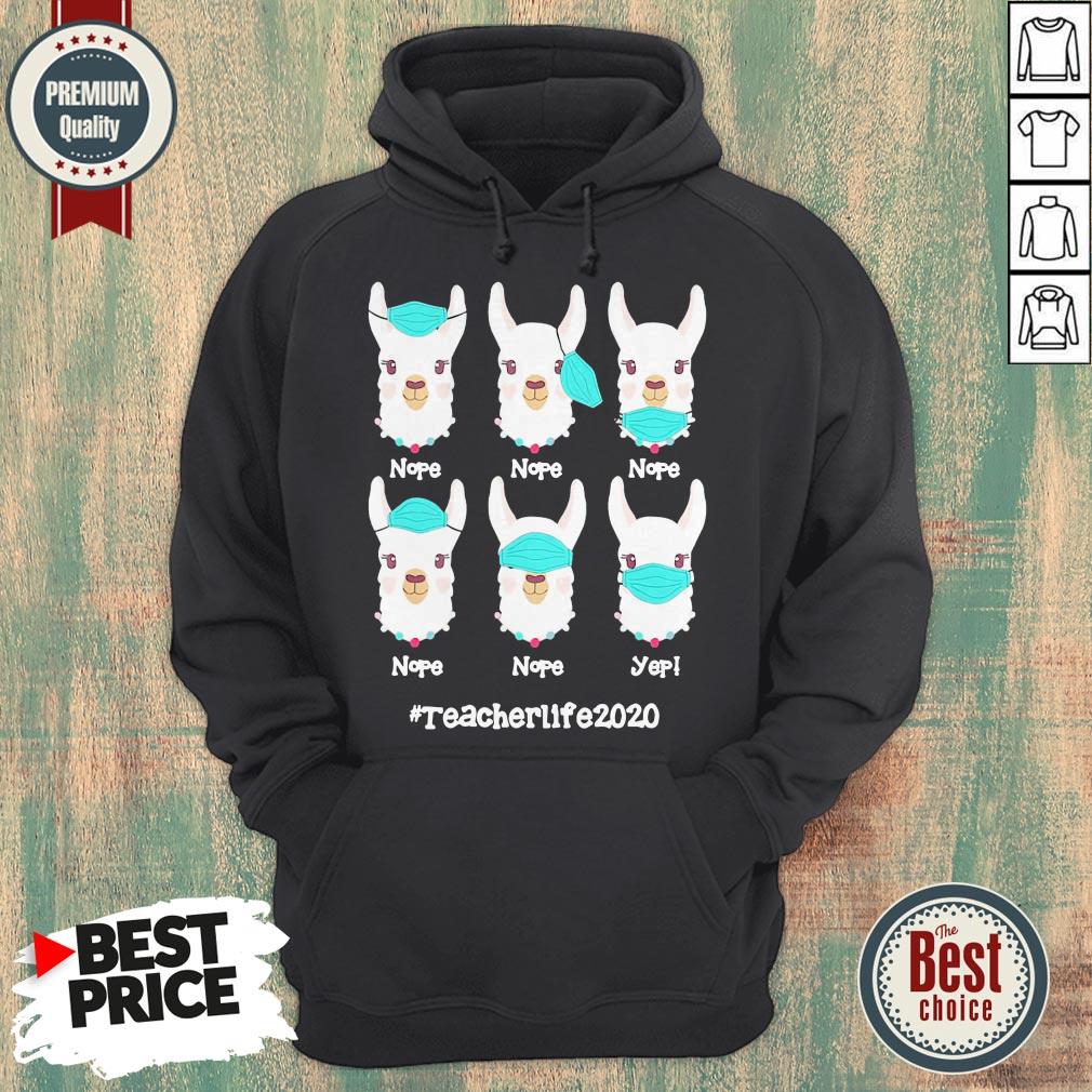 Funny Llama Face Mask Nope Teacherlife 2020 Shirt