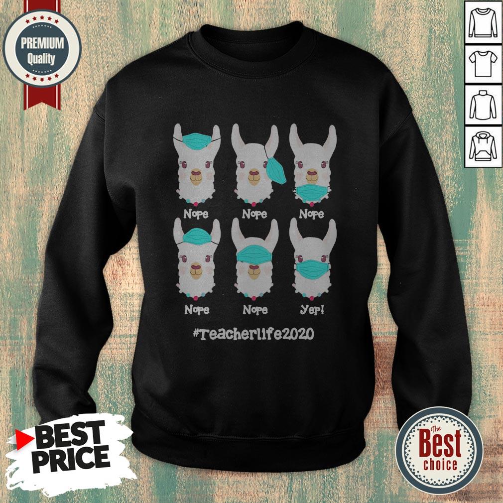 Funny Llama Face Mask Nope Teacherlife 2020 Shirt
