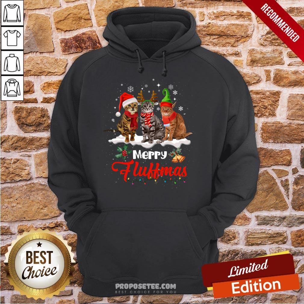 Funny Merry Fluffmas Cats Christmas Cat Lover Gift Reindeer Season Shirt