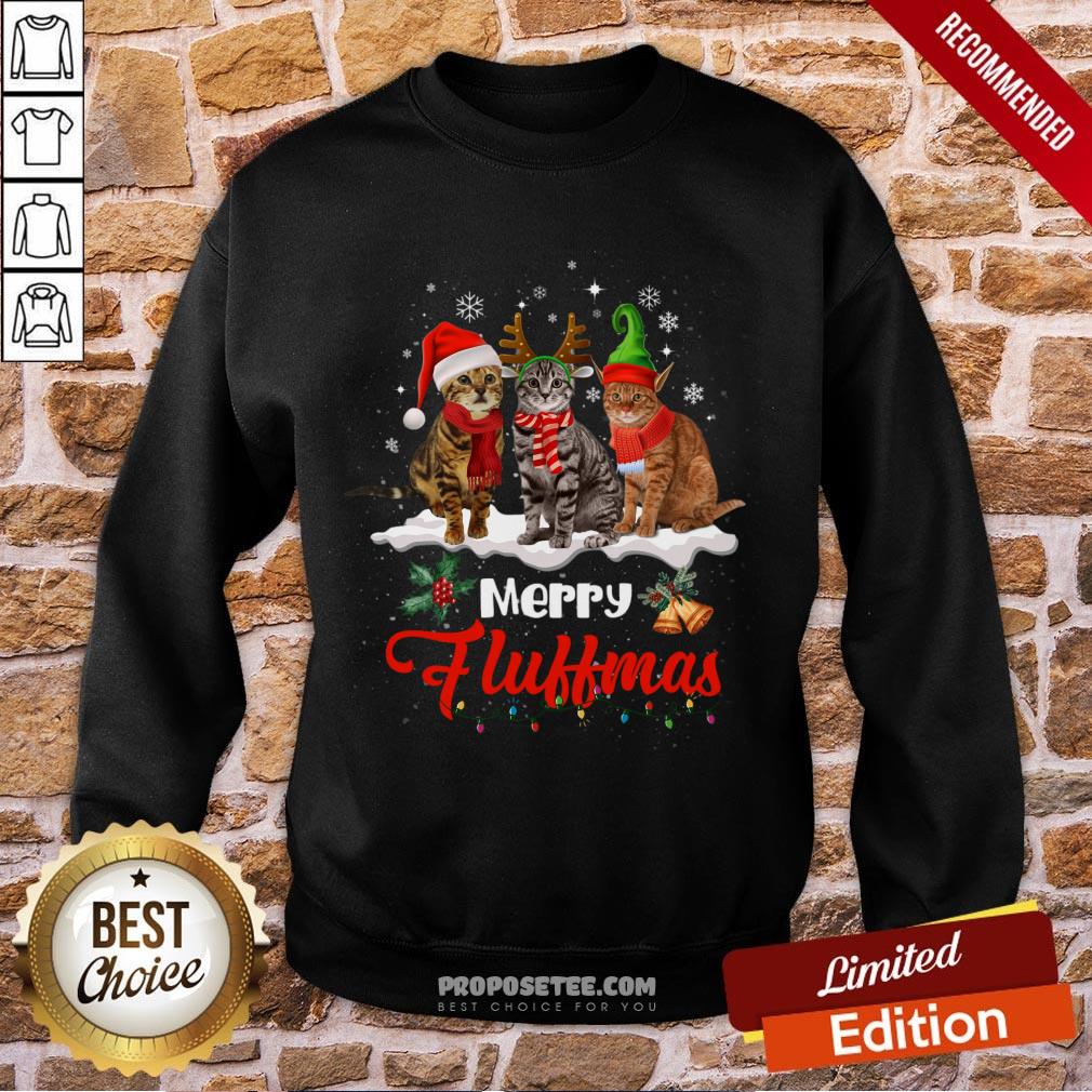 Funny Merry Fluffmas Cats Christmas Cat Lover Gift Reindeer Season Shirt