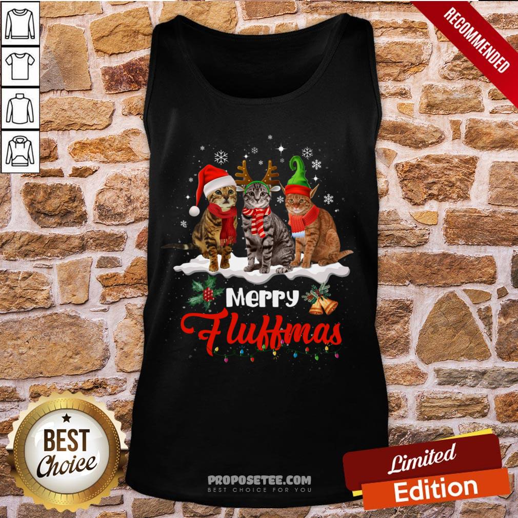 Funny Merry Fluffmas Cats Christmas Cat Lover Gift Reindeer Season Shirt