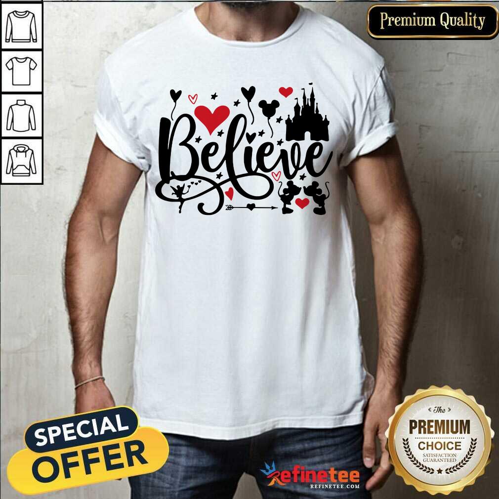 Funny Mickey Mouse And Minnie Mouse Disney Believe Valentines Day Shirt
