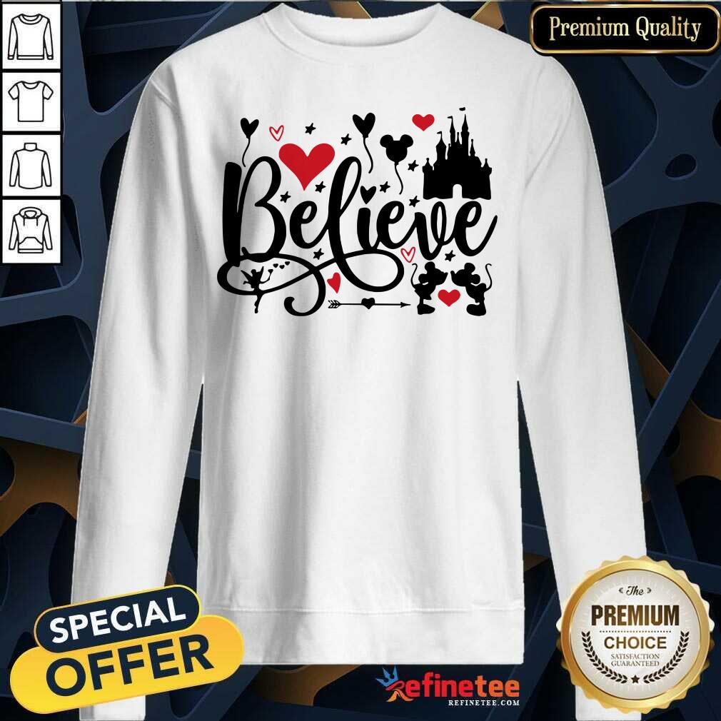 Funny Mickey Mouse And Minnie Mouse Disney Believe Valentines Day Shirt