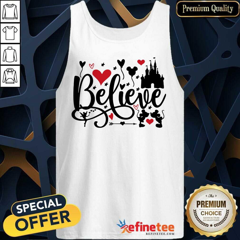 Funny Mickey Mouse And Minnie Mouse Disney Believe Valentines Day Shirt