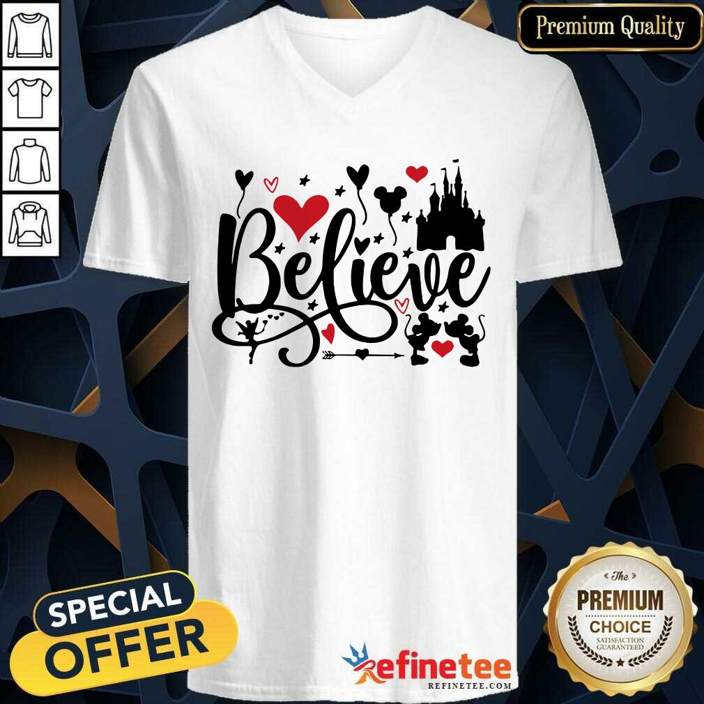 Funny Mickey Mouse And Minnie Mouse Disney Believe Valentines Day Shirt