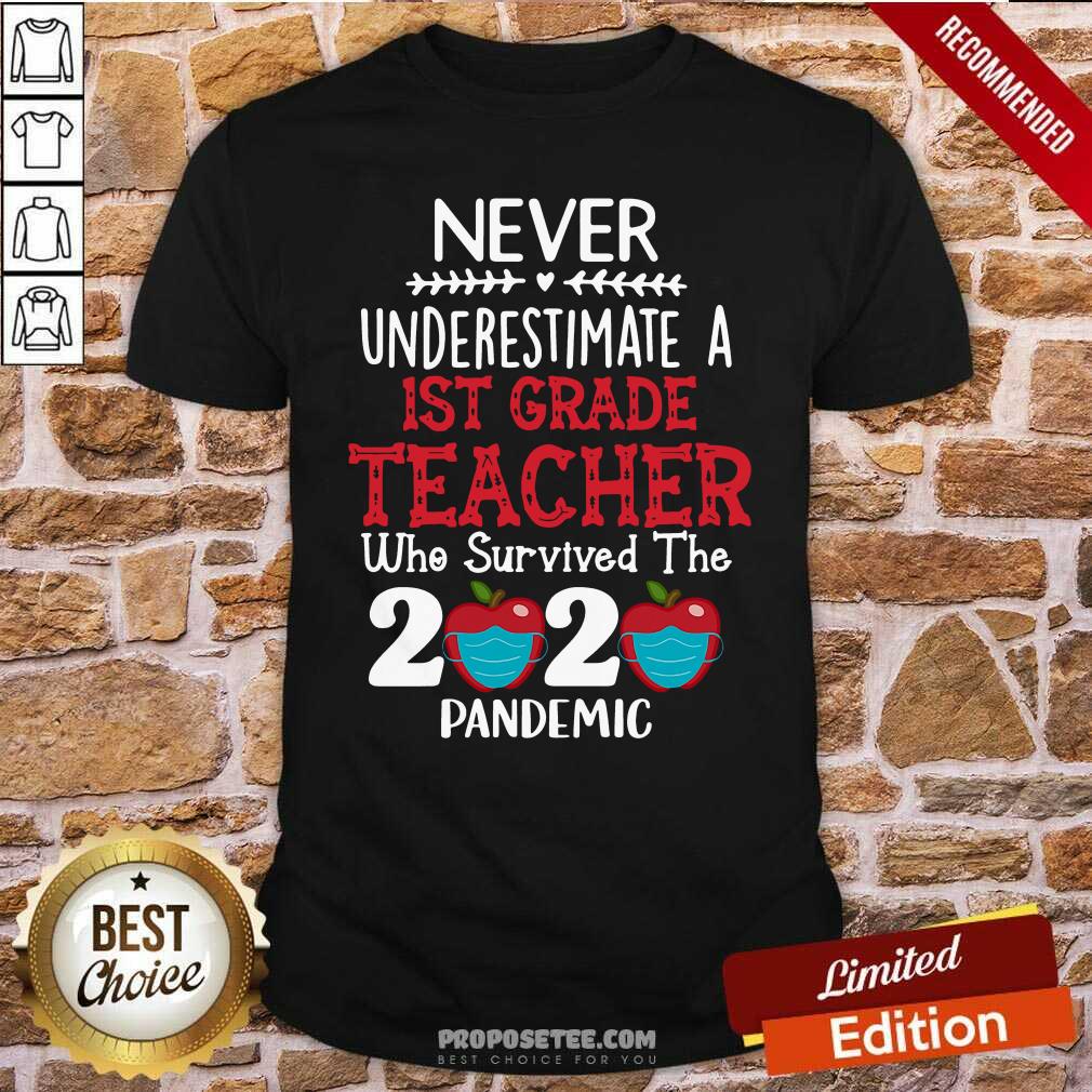 Funny Never Underestimate A 1st Grade Teacher Who Survived 2020 Pandemic Shirt