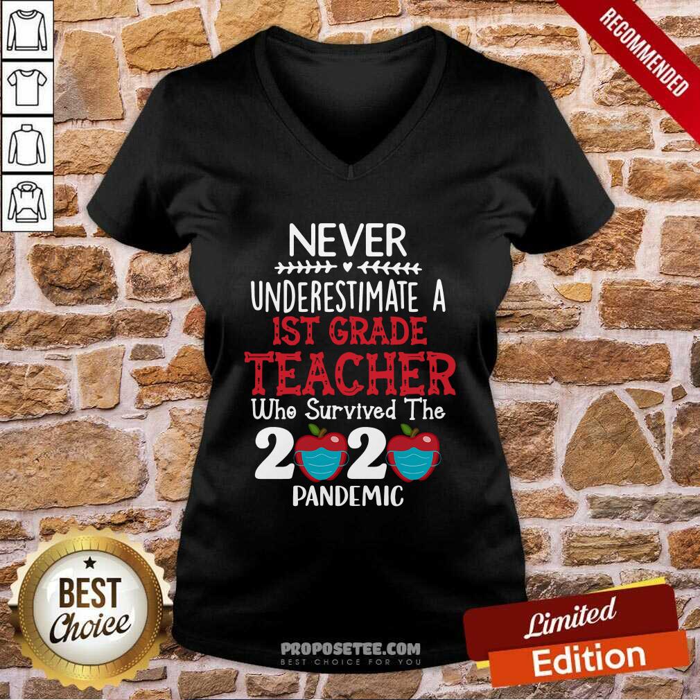 Funny Never Underestimate A 1st Grade Teacher Who Survived 2020 Pandemic Shirt
