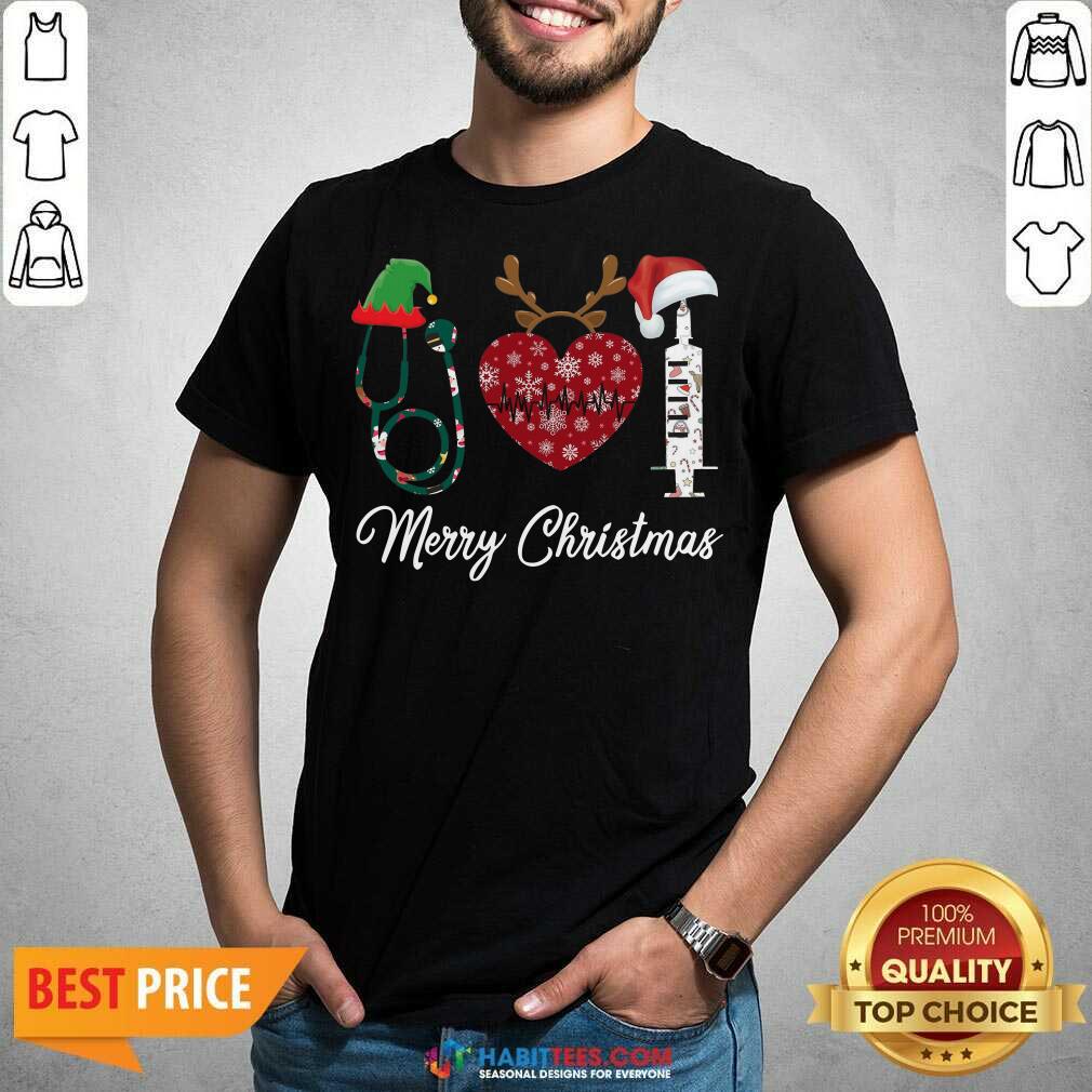 Funny Nurse Santa Reindeer Elf Vaccine Merry Christmas Shirt