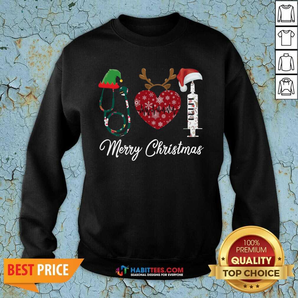 Funny Nurse Santa Reindeer Elf Vaccine Merry Christmas Shirt